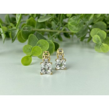 925 STERLING SILVER GOLD PLATED WHITE TOURMALINE (ACHROITE) EARRINGS