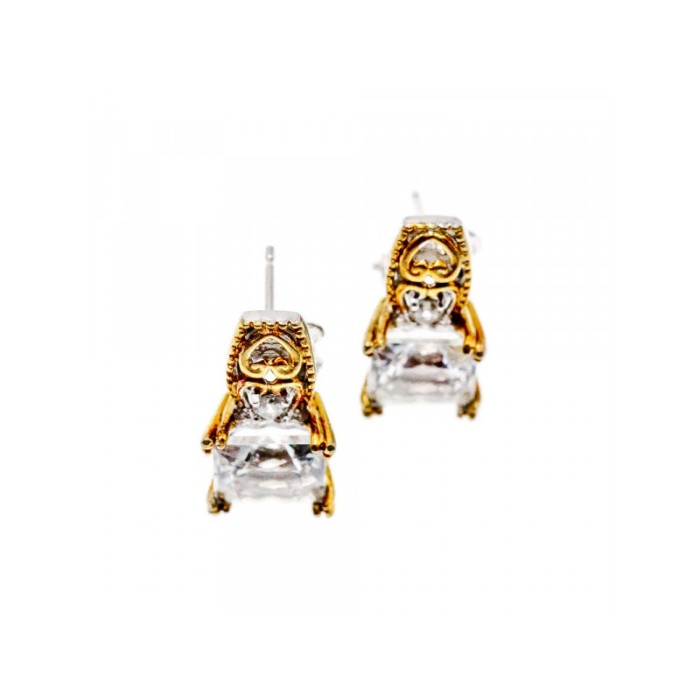925 STERLING SILVER GOLD PLATED WHITE TOURMALINE (ACHROITE) EARRINGS