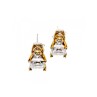 925 STERLING SILVER GOLD PLATED WHITE TOURMALINE (ACHROITE) EARRINGS