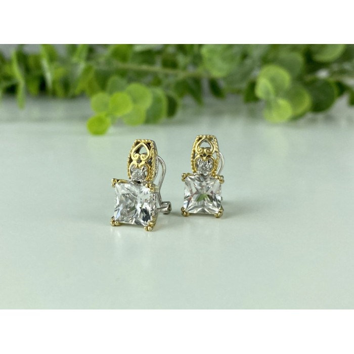 925 STERLING SILVER GOLD PLATED WHITE TOURMALINE (ACHROITE) EARRINGS