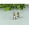 925 STERLING SILVER GOLD PLATED WHITE TOURMALINE (ACHROITE) EARRINGS