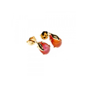 14K YELLOW GOLD PINK QUARTZ EARRINGS