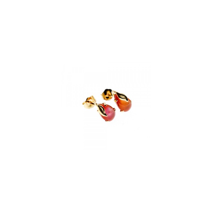 14K YELLOW GOLD PINK QUARTZ EARRINGS