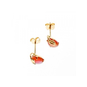 14K YELLOW GOLD PINK QUARTZ EARRINGS