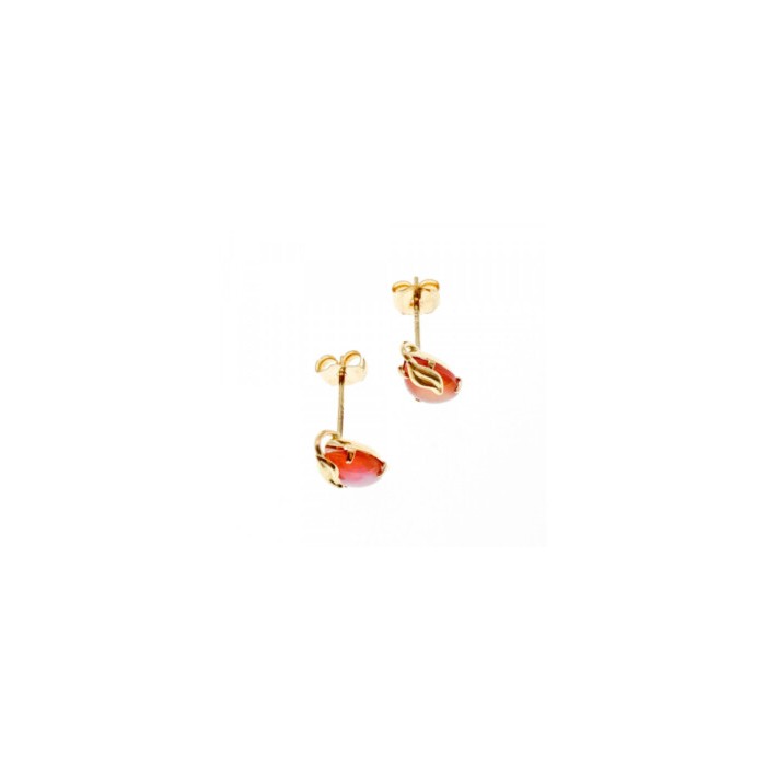 14K YELLOW GOLD PINK QUARTZ EARRINGS