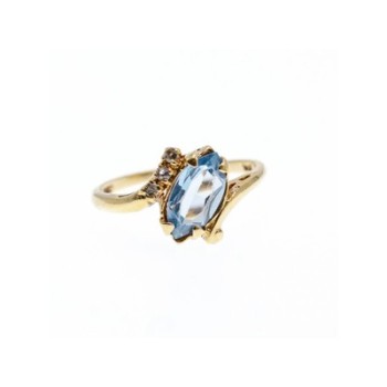 10K YELLOW GOLD TOPAZ & DIAMONDS RING SIZE 6.5