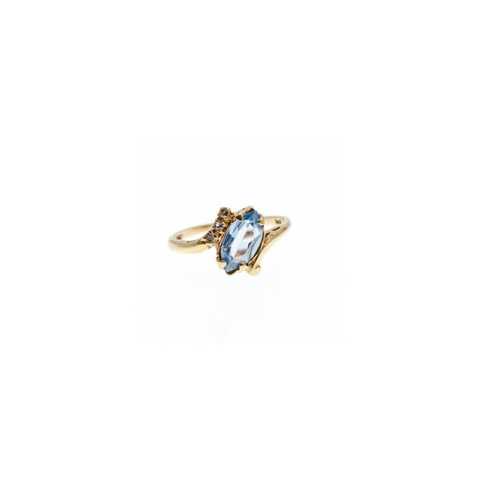10K YELLOW GOLD TOPAZ & DIAMONDS RING SIZE 6.5