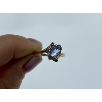 10K YELLOW GOLD TOPAZ & DIAMONDS RING SIZE 6.5