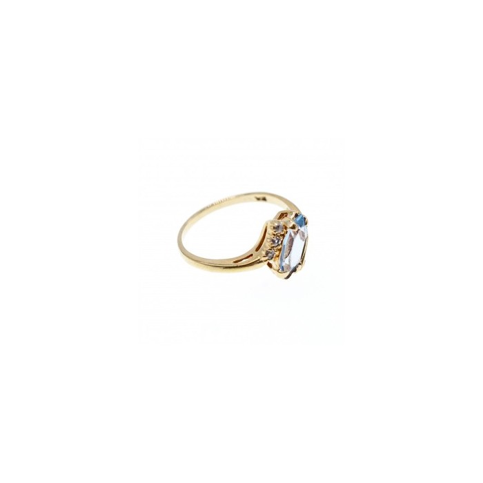10K YELLOW GOLD TOPAZ & DIAMONDS RING SIZE 6.5