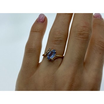 10K YELLOW GOLD TOPAZ & DIAMONDS RING SIZE 6.5