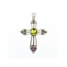 925 Sterling Silver Peridot & Marcasite Cross Pendant
