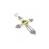 925 Sterling Silver Peridot & Marcasite Cross Pendant