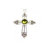 925 Sterling Silver Peridot & Marcasite Cross Pendant