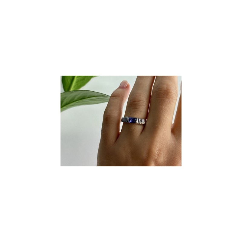 925 Sterling Silver Purple CZ Ring Size 6.5