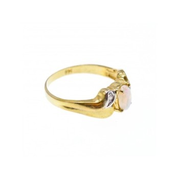14K YELLOW GOLD OPAL & DIAMONDS RING SIZE 8