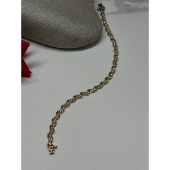 14K YELLOW GOLD ELEGANT BRACELET DIAMONDS LENGTH 7 inch