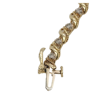 14K YELLOW GOLD ELEGANT BRACELET DIAMONDS LENGTH 7 inch