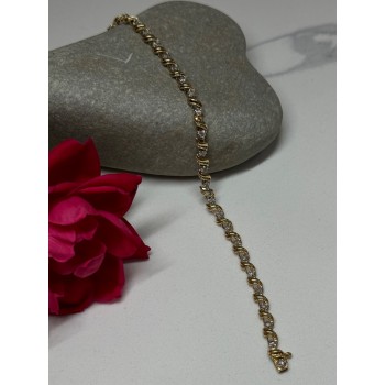 14K YELLOW GOLD ELEGANT BRACELET DIAMONDS LENGTH 7 inch