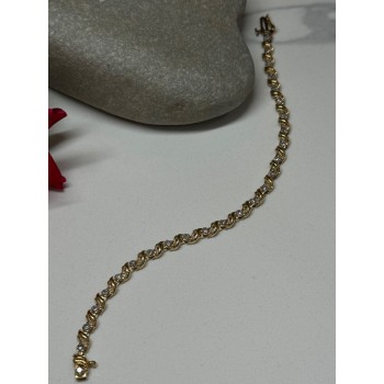 14K YELLOW GOLD ELEGANT BRACELET DIAMONDS LENGTH 7 inch