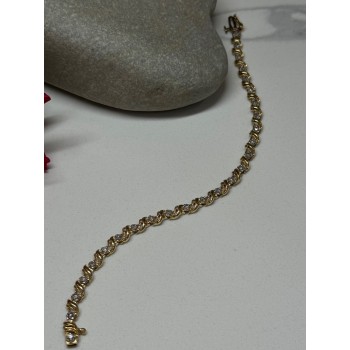 14K YELLOW GOLD ELEGANT BRACELET DIAMONDS LENGTH 7 inch