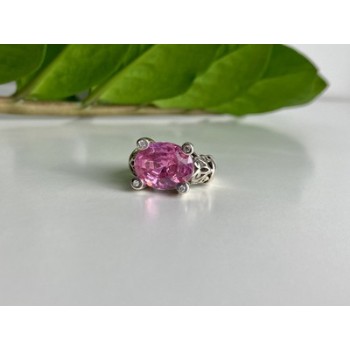925 Sterling Silver Pink CZ Ring Size 8