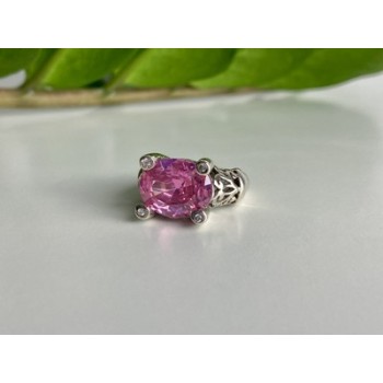 925 Sterling Silver Pink CZ Ring Size 8