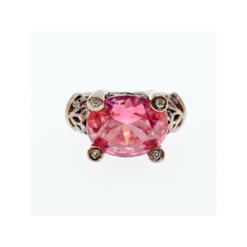 925 Sterling Silver Pink CZ Ring Size 8