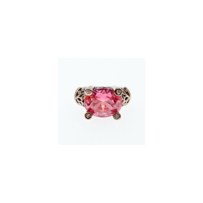 925 Sterling Silver Pink CZ Ring Size 8