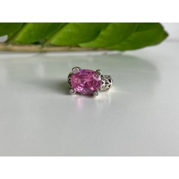 925 Sterling Silver Pink CZ Ring Size 8