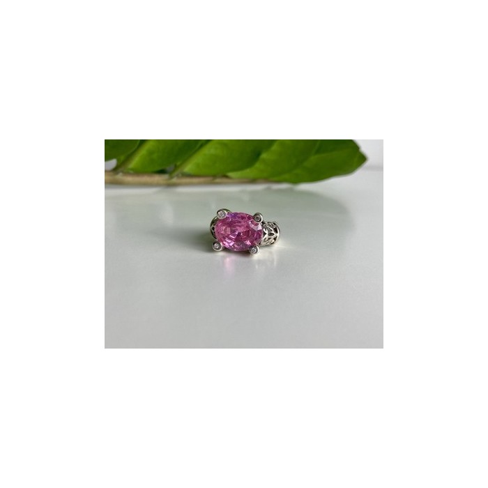 925 Sterling Silver Pink CZ Ring Size 8