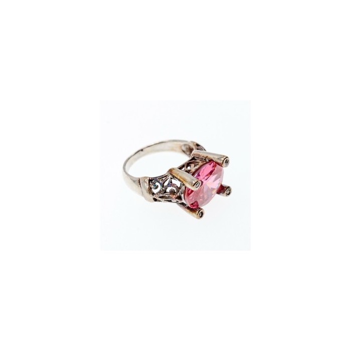 925 Sterling Silver Pink CZ Ring Size 8
