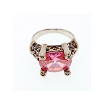 925 Sterling Silver Pink CZ Ring Size 8
