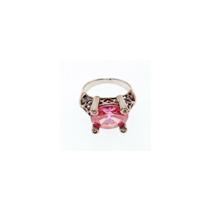 925 Sterling Silver Pink CZ Ring Size 8