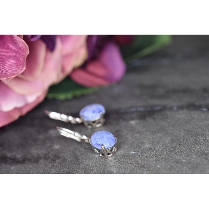 925 Sterling Silver Purple Agate Earrings