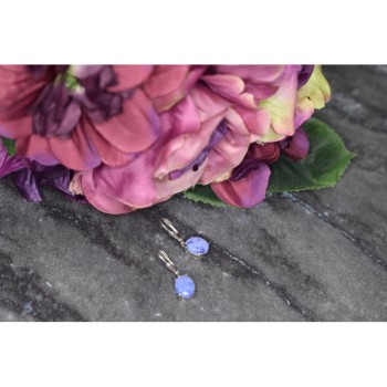 925 Sterling Silver Purple Agate Earrings