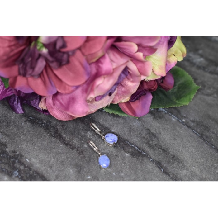 925 Sterling Silver Purple Agate Earrings