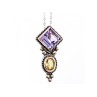 925 Sterling Silver Amethyst & Citrine Chain with Pendant Italy