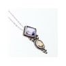 925 Sterling Silver Amethyst & Citrine Chain with Pendant Italy