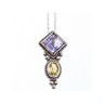 925 Sterling Silver Amethyst & Citrine Chain with Pendant Italy