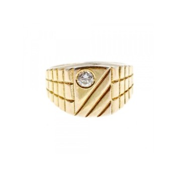 925 STERLING SILVER GOLD PLATED CZ MEN'S RING SIZE 12