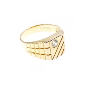 925 STERLING SILVER GOLD PLATED CZ MEN'S RING SIZE 12