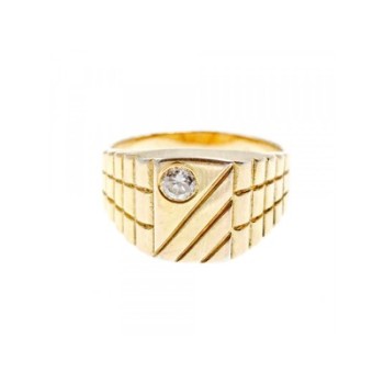 925 STERLING SILVER GOLD PLATED CZ MEN'S RING SIZE 12