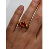925 Sterling Silver Gold Plated Hessonite Ring Size 7