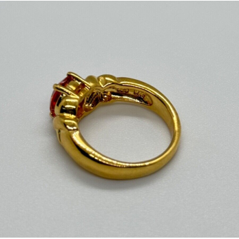 925 Sterling Silver Gold Plated Hessonite Ring Size 7