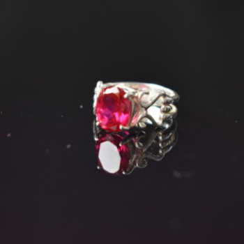 925 Sterling Silver Pink Topaz Ring Size 7