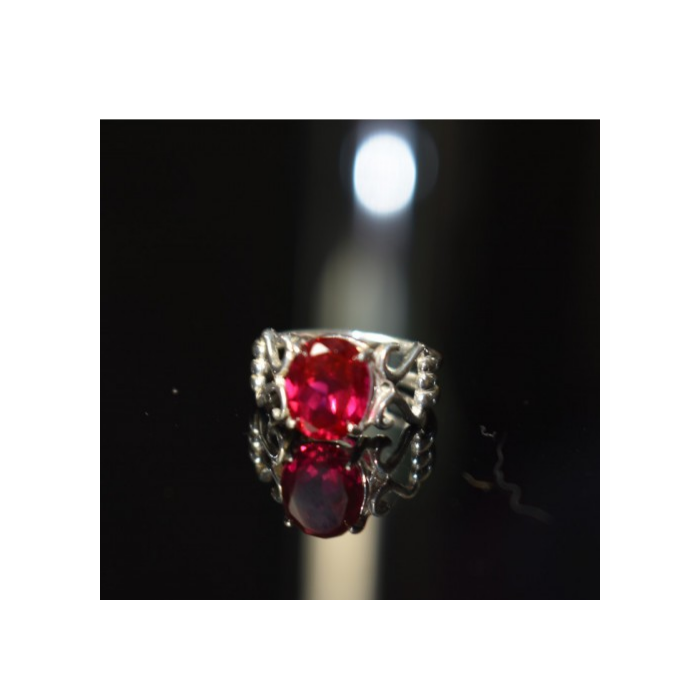 925 Sterling Silver Pink Topaz Ring Size 7