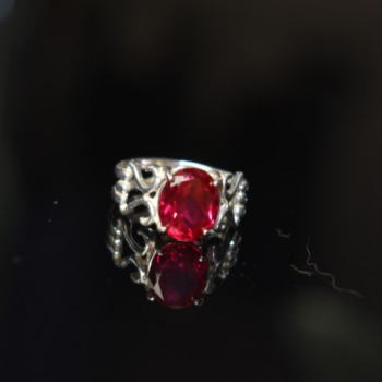 925 Sterling Silver Pink Topaz Ring Size 7