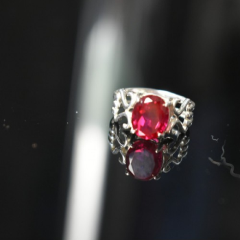 925 Sterling Silver Pink Topaz Ring Size 7