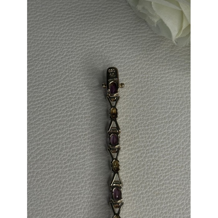 925 Sterling Silver Amethyst Bracelet Length 7.5