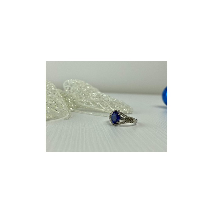 925 Sterling Silver London Blue & White Topaz Ring Size 6